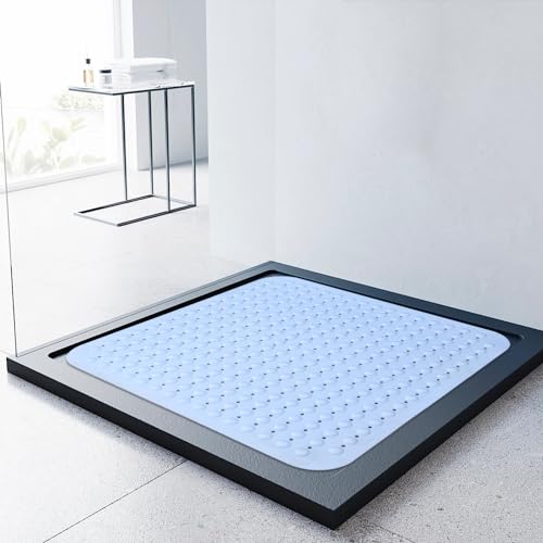 Lurowo Duschmatte rutschfest 80 x 80 cm. Antirutschmatte mit Saugnäpfen für Dusche oder Badewanne. Große quadratische Duschwanneneinlage aus weichem PVC-Material. Rutschfeste und leicht zu reinigende Oberfläche. BPA-frei.