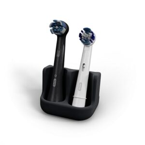 Halter für zwei elektrische Zahnbürsten in Schwarz, lebensmittelecht aus Silikon, passend für Oral-B, iO, Philips Sonicare und Fairywill
