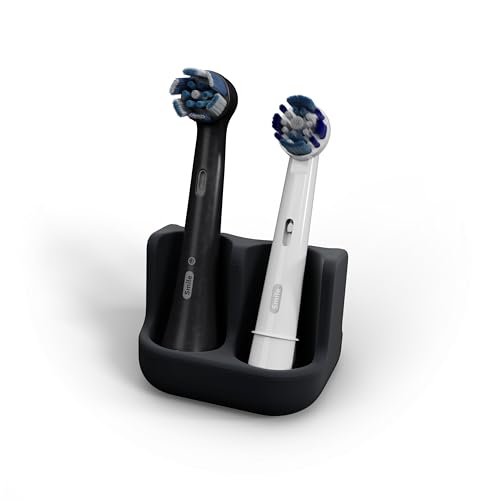 Halter für zwei elektrische Zahnbürsten in Schwarz, lebensmittelecht aus Silikon, passend für Oral-B, iO, Philips Sonicare und Fairywill