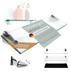 Glaswandregal mit 8mm ESG-Sicherheitsglas für Badezimmer, perfekt als Badablage oder Glasablage