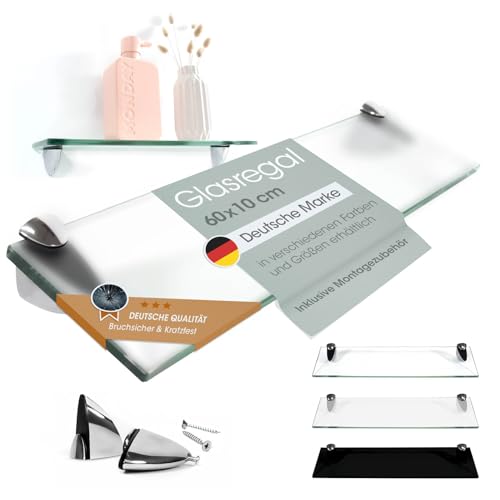 Glaswandregal mit 8mm ESG-Sicherheitsglas für Badezimmer, perfekt als Badablage oder Glasablage