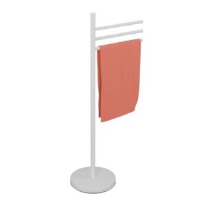 Praktischer und moderner Handtuchständer für das Badezimmer mit 3 beweglichen Stangen aus Edelstahl, weiß