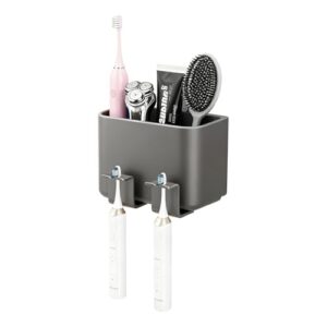 Zahnbürstenhalter für Badezimmer, Wandmontage mit Ablaufloch und Halterung für elektrische Zahnbürste