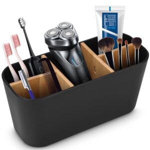 Bambus Trennwände Zahnbürstenhalter, praktische und umweltfreundliche Lösung für die Lagerung von Zahnbürsten im Badezimmer.