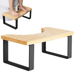 Badezimmerkothocker, Toilettenhocker für Erwachsene, stabieler Badhocker mit ergonomischem Design und Eisen-Holz Kombinationsmaterial