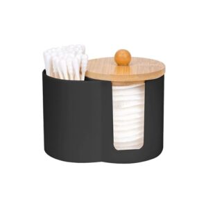 Adorila-Wattepad-Spender - Aufbewahrungs-Organizer für Wattepads, Zahnseide-Picker und Wattestäbchen in einem kleinen Kunststoff-Halter mit Deckel im Badezimmer