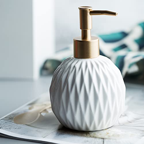 Eleganter weißer Seifenspender für die Küche mit Keramik-Seifenspender, Pumpflasche für Badezimmer, 400 ml. Hochwertiger und eleganter Begleiter in Ihrer Küche.