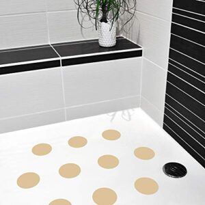 Cremefarbene Anti-Rutsch-Aufkleber als Pads für Dusche & Badewanne, Sticker Zertifiziert rutschhemmend und selbstklebend, als Badematte Duschmatte (10 Stück, 9 cm (ø), Creme)
