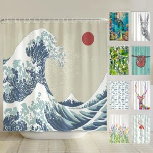 Hochwertiger recycelter Duschvorhang mit Anti-Bakterielle- und Anti-Schimmel-Beschichtung, 240x200 cm, recycelt mit Öko-Tex Standard 100, Beschwerter Saum, wasserdicht, waschbar, 16 Ringe & E-Book