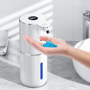 Automatischer Seifenspender mit digitaler Anzeige, 380ml Elektrischer Seifenspender mit Sensor, Wandmontage, Berührungslos, USB Wiederaufladbar IPX5 Wasserdicht für Bad, Küche