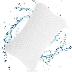 Badewannenkissen Weiß mit 4 Stück Saugnäpfen, Badewannenkissen Nacken, Kopfkissen für optimale Nacken Entspannung