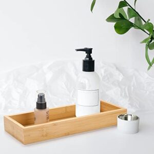 Badezimmer Tablett aus Bambus, dekoratives und praktisches Tablett für die Aufbewahrung von kleinen Dingen im Badezimmer, hochwertiger Bambusholz, elegante natürliche Farbe
