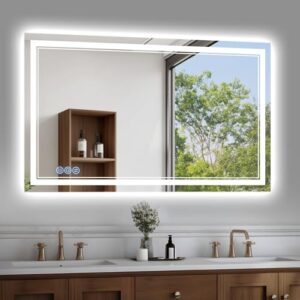 Baklon Badspiegel mit Beleuchtung, Wandspiegel für Badezimmer mit Touch-Schalter, IP65-Led-Spiegel-Bad mit Speicherfunktion und 3 Farbtemperatur