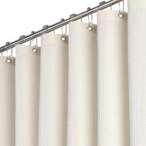 Moderne Duschvorhänge Waffel 180x200 cm, Anti-Schimmel schwere wasserdichte Stoff Textile Duschvorhänge für Badezimmer, Beige/Creme