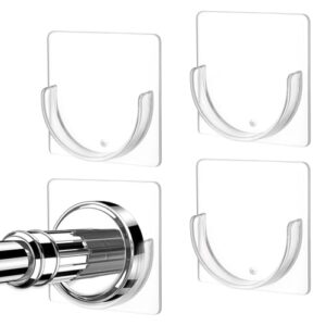 Doppel Gardinenstangenhalter, Duschstangen Halterung ohne Bohren, selbstklebend, transparent, 4 Pcs Wand montiert, für Badezimmer und Garderobe