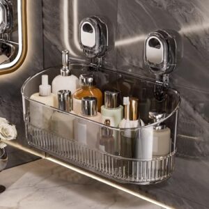 Duschablage ohne Bohren, Badregal hängend, Badezimmer Organizer, Wandregal, Aufbewahrungsregal für Shampoo und Duschgel (Grau)