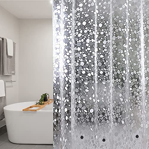 Duschvorhang mit 3D-Effekt, aus PVC gefertigt, mit Kieselsteinen bedruckt, schimmel- und schimmelresistent, 180 cm x 200 cm