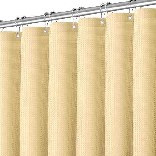 Extra langer Duschvorhang in modernem Waffelgewebe, Beige, 256 g/m², strapazierfähig und wasserabweisend, ideal für Badezimmer