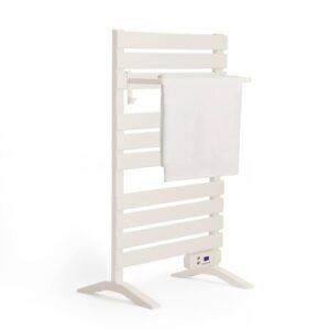 Elektrischer Badheizkörper cremeweiß mit Regal für Boden oder Wand, Timer und LCD-Display