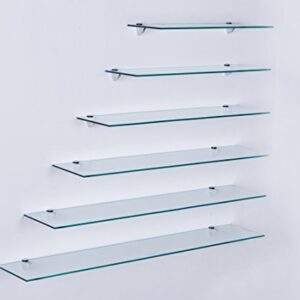 Euro Tische 100cm Glas Wandregal Klarglas für Badezimmer mit 6mm ESG Sicherheitsglas und Metallhaltern, modernes und funktionelles Regal für Badutensilien