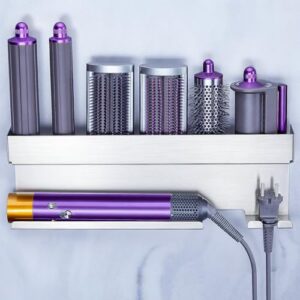 Praktischer und stylvoller Föhnhalter für Haartrockner, Lockenstab, Glätteisen und Styler Zubehör ohne Bohren, silberne Farbe, ideale Aufbewahrungslösung für das Badezimmer