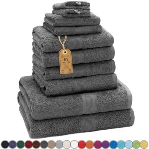 Handtuch-Set aus 100% Baumwolle, Anthrazitgrau, perfekt für Badezimmer und Sauna.