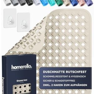 homerella Duschmatte rutschfest 53x53cm, inkl. Aufhängung, antirutschmatte Dusche, schimmelresistent und waschbar, Duschwanneneinlage