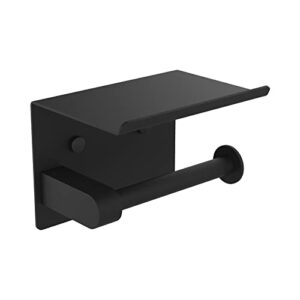 Toilettenpapierhalter mit 2 Montagemethoden, Klopapierhalter ohne Bohren, Edelstahl, Schwarz