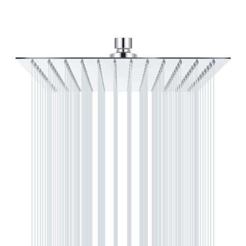 Jmlieben 12 Zoll Duschkopf Regenbrause Edelstahl 304 Kopfbrause Regendusche mit Anti-Kalk-Düsen, quadratische Form 30 x 30cm (12 Zoll)