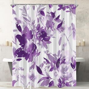 Duschvorhang 180x200 cm Aquarell Lila, wasserdicht, antibakteriell, leicht zu reinigendes Textil für Badezimmer und Badewanne