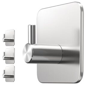 Handtuchhalter für Bad und Küche, 4 Stück Edelstahl Haken mit wasserfesten Klebepads, keine Bohrungen erforderlich