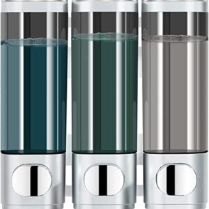 Modunful-Shampoo-Conditioner-Dispenser-für-Badezimmer, 300ml X 3 Kammern, Silber - Duschgel Dispenser für Wandmontage ohne Bohrer