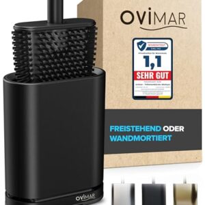 Toilettenbürste mit Belüftung und abnehmbarer Tropfschale - schwarz, Silikon Klobürste für ein sauberes Badezimmer