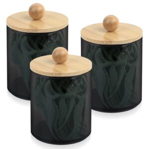 Schwarze Apothekergläser für Kosmetik, Badezimmer Organizer, Schminktisch Zubehör, 3 Stück Wattestäbchen Behälter mit Deckel
