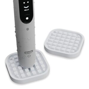 Zahnbürstenhalter für elektrische Zahnbürsten, kompakter Untersetzer als Ablage für Elektrozahnbürsten, Zahnbürstenständer aus lebensmittelechtem Silikon (Weiß)