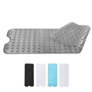 Zuvo Rutschfeste Badewannenmatte | Extra Lang 100 x 40 cm | Antischimmel & Starke Saugnäpfe | Waschmaschinenfest | Perfekt für Senioren & Kinder | Grau