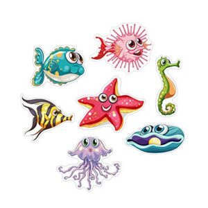 Hochwertige Anti-Rutsch-Aufkleber mit Meerestier-Motiv für Dusche und Badewanne, rutschhemmend und selbstklebend, inkl. Reinigungsmittel