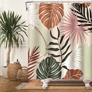 Botanischer Duschvorhang 180x180cm, Abstrakt-Tropische-Pflanzen-Ahnern-Design, Wasserdicht für Badezimmer, Badewanne und Wohnmobile