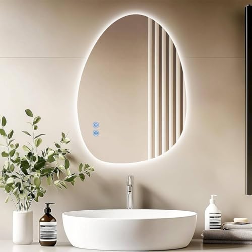 LED Badspiegel mit Touch-Sensor, 3 Lichtfarben und Dimmbarfunktion fürs Badezimmer