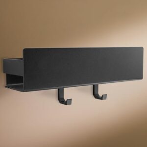 Designfabrik Hamburg Duschablage ohne Bohren | Badezimmer Organizer | Wandregal fürs Bad, schwarzes Regal 30 cm, selbstklebendes Duschregal