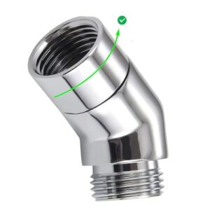 Duschkopf-Adapter mit 135-Grad-Winkeladapter aus massivem Messing, G1/2-Inch Duschkopf-Verlängerungsverbinder (verchromt) (drehbar)