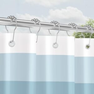 Duschvorhang mit Metall-Duschvorhangringe, 120x200 cm, hellblau, Beschwerter Saum, antischimmel, wasserabweisend, waschbar, polyester, badezimmer, badewanne