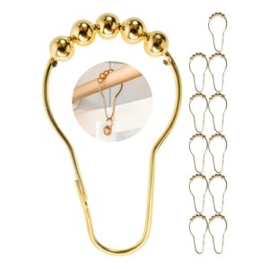 Goldfarbene Duschvorhangringe mit Kugel-Gleitsystem, 7 x 3,9 cm Größe, für elegantes Badezimmer