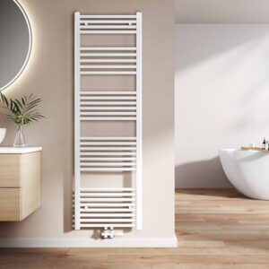 Effiziente Handtuchwärmer- und Heizkörper-Lösung für das Badezimmer, weiß, 654 Watt