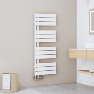 Effizienter Handtuchwärmer mit Seitenanschluss, optimale Wärmeabgabe für Badezimmer und Wohnbereiche, weiß, 456W