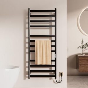 Elektrischer Badheizkörper, Schwarz handtuchheizkörper elektrisch. Der Heizkörper ist mit einem LED-Touchscreen ausgestattet und kann zeitgesteuert werden.