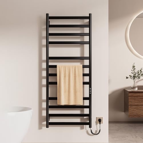Elektrischer Badheizkörper, Schwarz handtuchheizkörper elektrisch. Der Heizkörper ist mit einem LED-Touchscreen ausgestattet und kann zeitgesteuert werden.