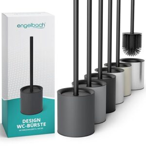 Antibakterielle Toilettenbürste mit Silikon-Bürstenkopf und edelstemallem Griff. Hygienische und austauschbare Bürste für das moderne Bad.