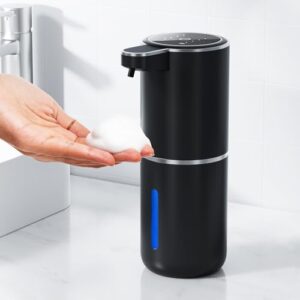 Fantictas Seifenspender, automatischer Wandbefestiger mit Infrarotsensor, 380ml elektrischer Seifenspender ohne Bohren, USB wiederaufladbar und IPX5 Wasserdicht für Bad, Toilette und Küche
