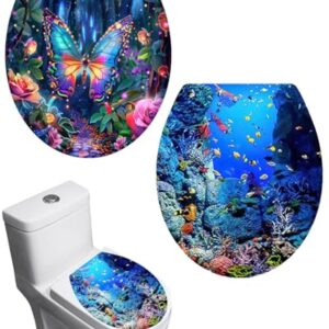Badezimmerdeko: 2 abnehmbare WC-Sitz Aufkleber mit Unterwasserdesign und bunten Farben, leicht zu installieren und langlebig